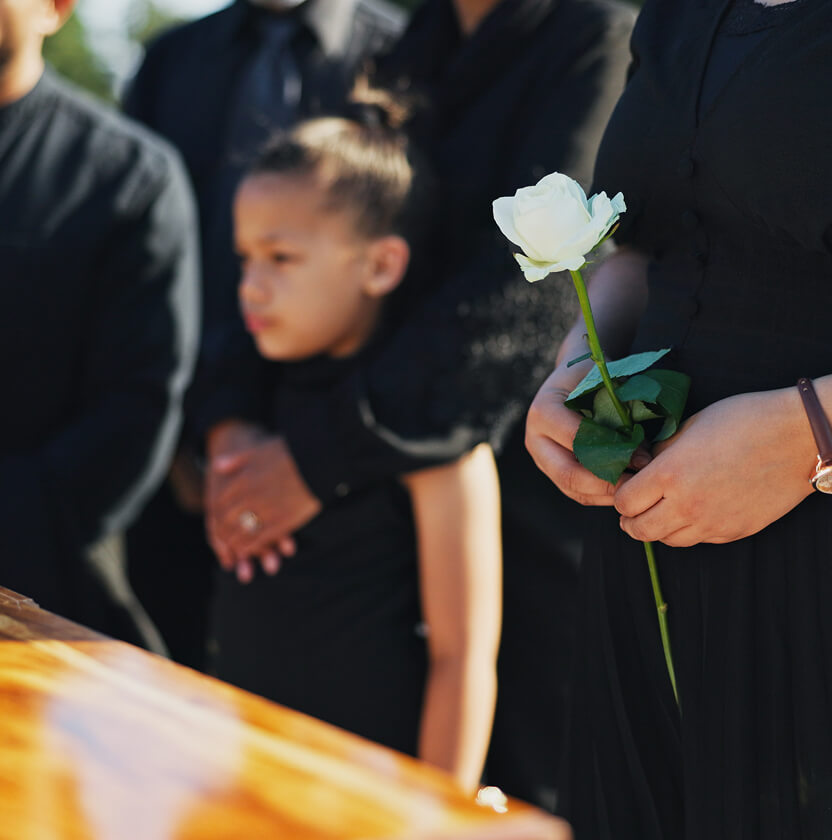 Family attending funeral service
